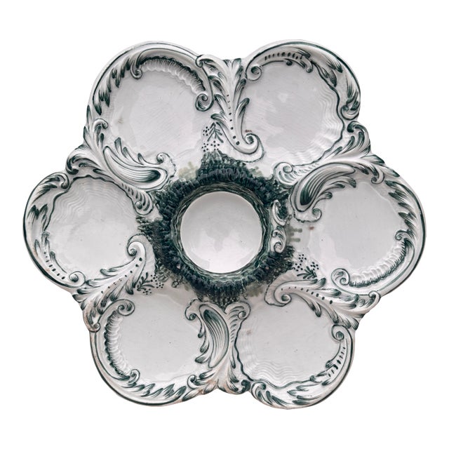 French Majolica Oyster Plate, Circa 1890 For Sale