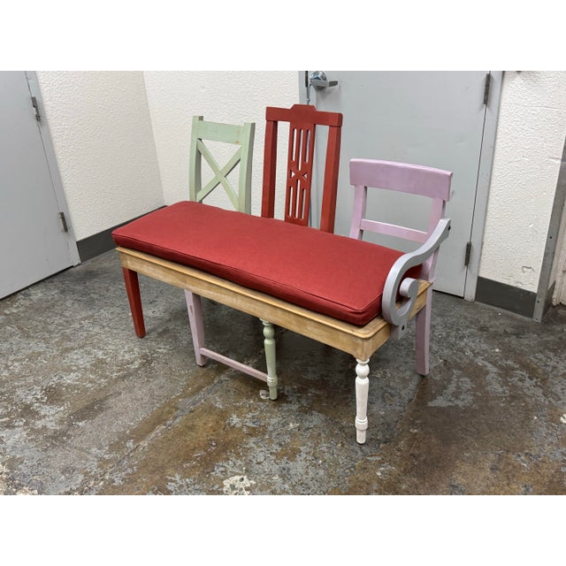 Wood Upcycled Mixed-Chair Bench For Sale - Image 7 of 12