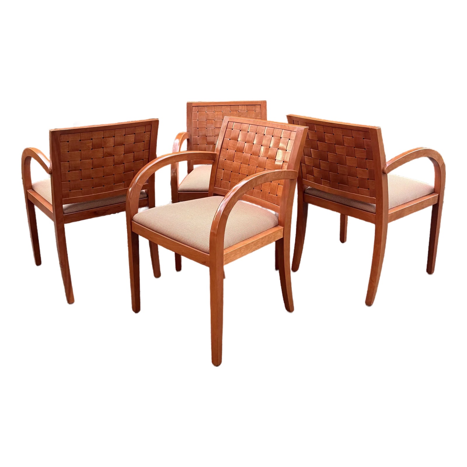 Geiger Herman Miller Basket Weave Back Armchairs - Set of 4 | Chairish