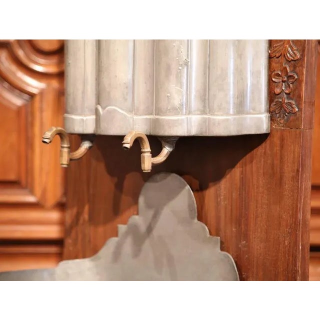 Wood 18th Century French Louis XV Pewter Lavabo on Carved Walnut Stand For Sale - Image 7 of 10
