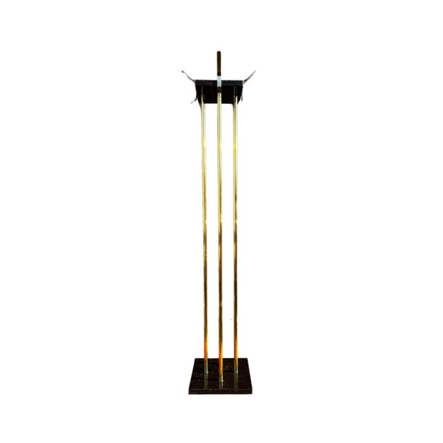 Large Art Deco Italian Standing Coat Rack in Brass and Black Marble, 1950s For Sale - Image 9 of 14