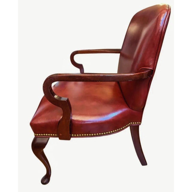Leathercraft Elevate Your Executive Office With This Stunning Pair of Leathercraft Georgian Mahogany Armchairs For Sale - Image 4 of 12