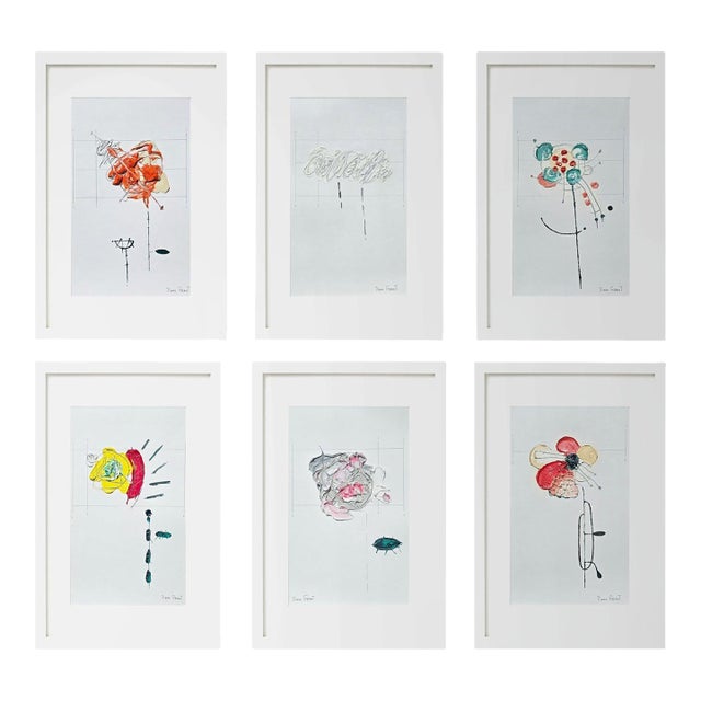 Set of 6 - Framed Organic Modern Botanic Oil Paintings by Diane Grant / Contemporary Herbarium / Cy Twombly For Sale