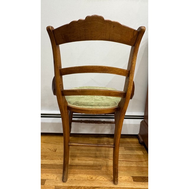 English Vintage Ladder-Back Chair With Rose Detail For Sale - Image 3 of 7