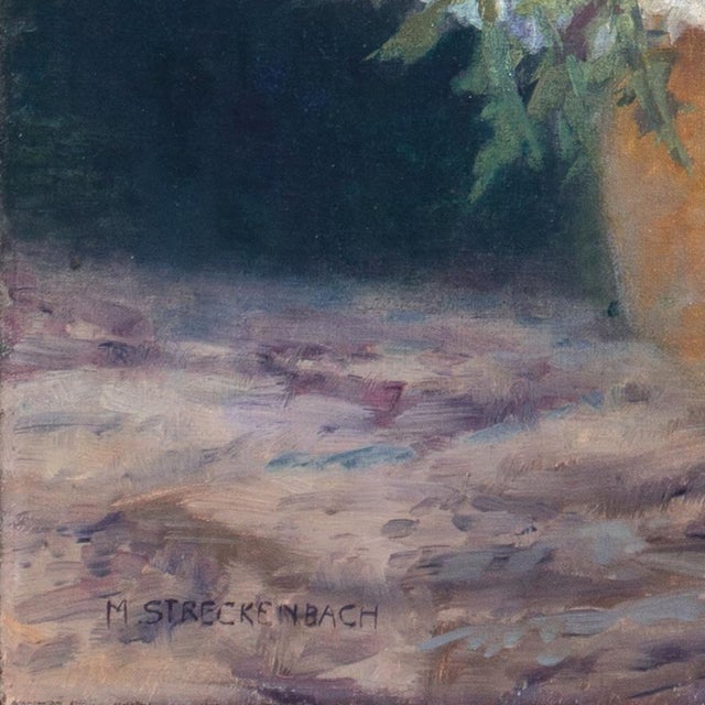 'Still Life of Dahlias' by Max Theodore Streckenbach, Circa 1900, German Floral Still Life For Sale - Image 4 of 14