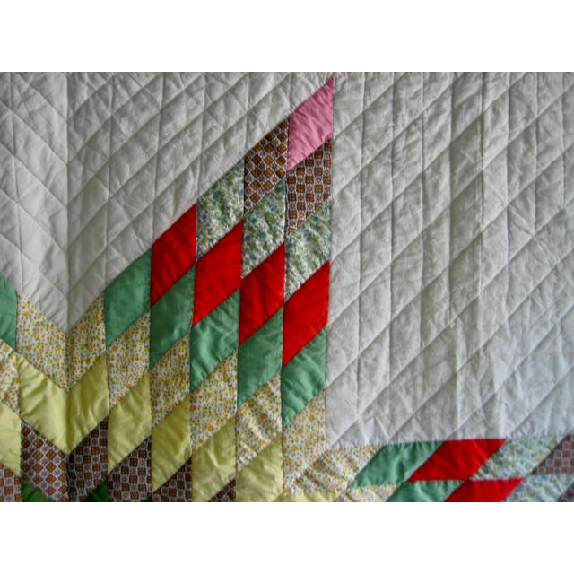 Mid 20th Century Mid Century American Amish Quilt Large Patchwork Star For Sale - Image 5 of 9