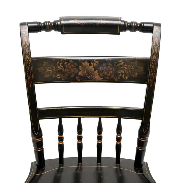 Black Antique Hitchcock Vanity Desk with Chair and Mirror, 1950, Set of 3 For Sale - Image 8 of 11