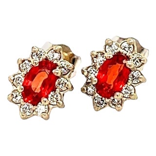 Natural Sapphire Diamond Stud Earrings 14k Gold 0.90 TCW Certified For Sale