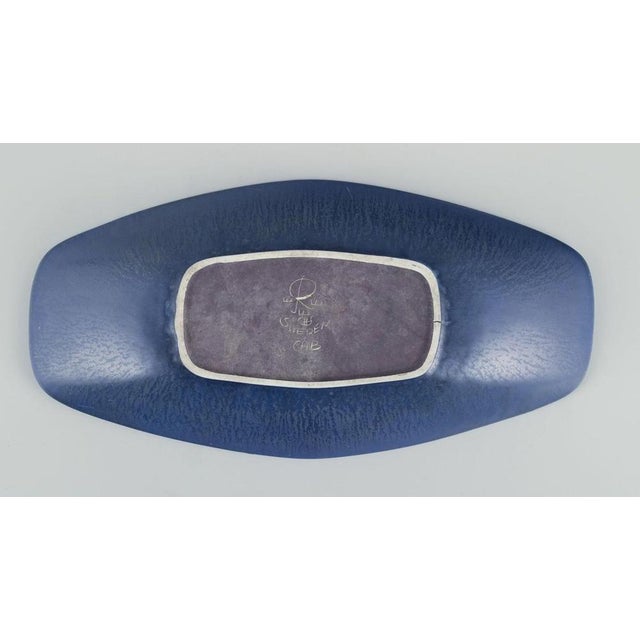 Oblong Dish of Stoneware with Blue Glaze by Carl Harry Stålhane for Rörstrand For Sale - Image 6 of 9