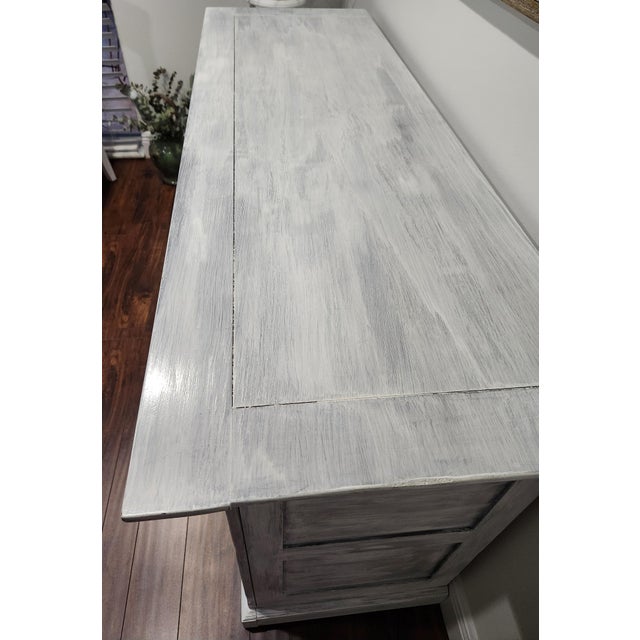 American Credenza Sideboard Bookcase Vintage Distressed Painted For Sale - Image 3 of 5