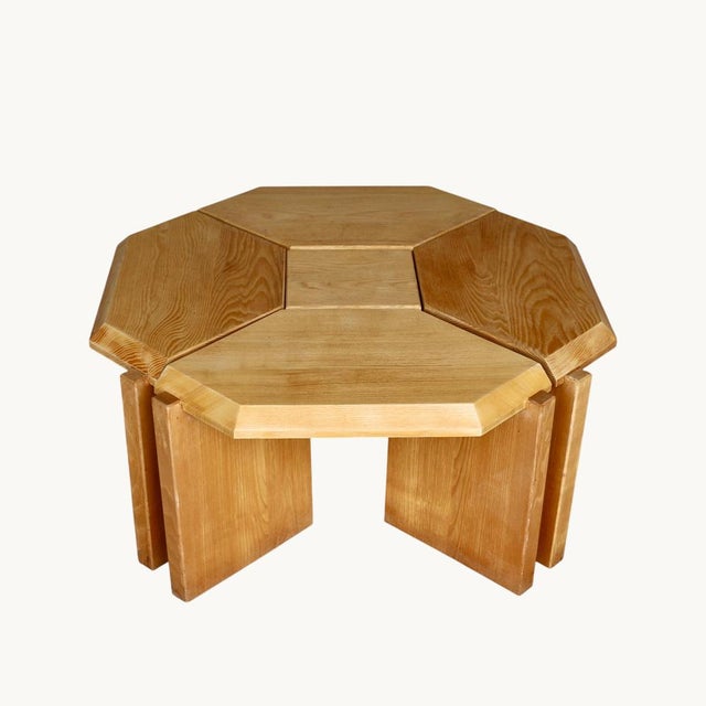 Modular Coffee Tables in Light Oak. France, 1970s, Set of 5 For Sale - Image 9 of 9