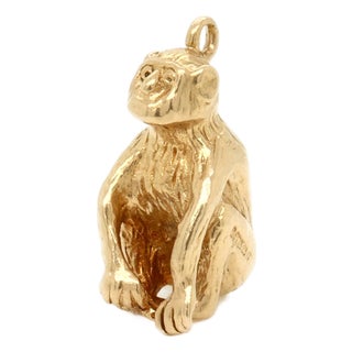Vintage English 9ct. Gold Figural Monkey or Chimpanzee Charm for a Bracelet For Sale