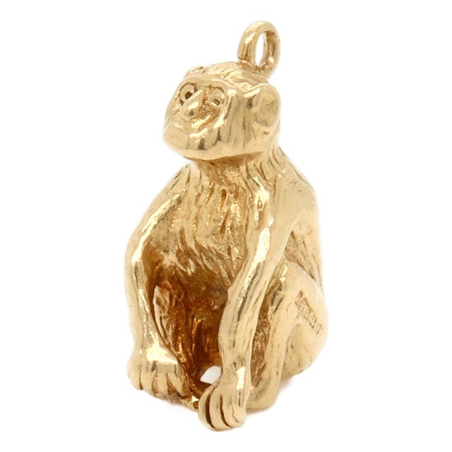 Vintage English 9ct. Gold Figural Monkey or Chimpanzee Charm for a Bracelet For Sale
