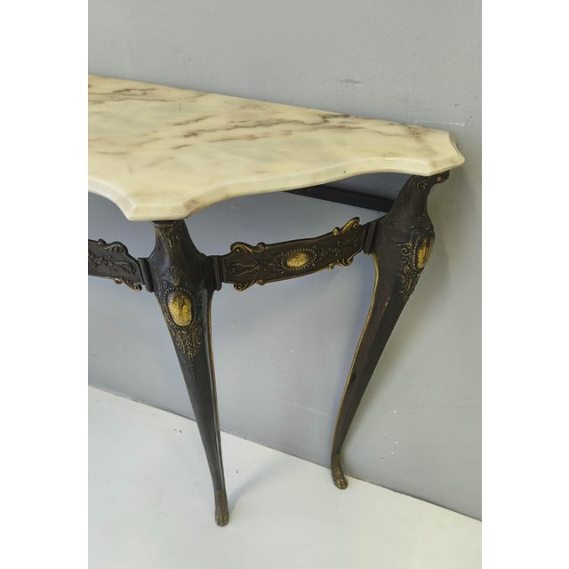 Mid-Century Bronze Console Table with Portuguese Pink Marble Top, 1960s For Sale - Image 10 of 13