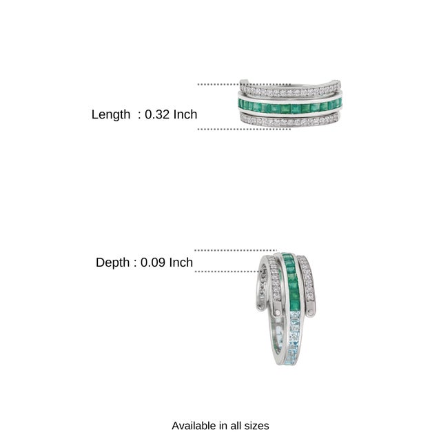 Modern 3.82 Ct Blue Topaz & Green Onyx Spinner Eternity Band Ring in 925 Sterling Silver Size 6 For Sale - Image 12 of 16