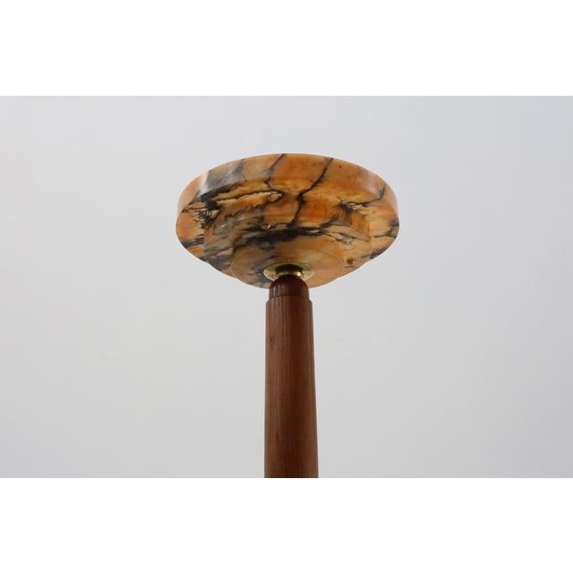 Art Deco Floor Lamp in Oak and Alabaster, 1920s For Sale - Image 10 of 16