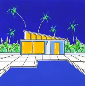 "Summers 3" Contemporary Modernist House Portrait Acrylic Painting by Jonjo Elliott