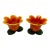 Vintage Art Glass Tulip Votive Candle Holders – Orange & Yellow Flower on Green Leaf Base (Set of 2) For Sale
