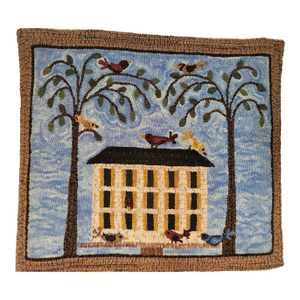 Home Tweet Home - Hand Hooked by Designer - 100% Wool / Linen Backing