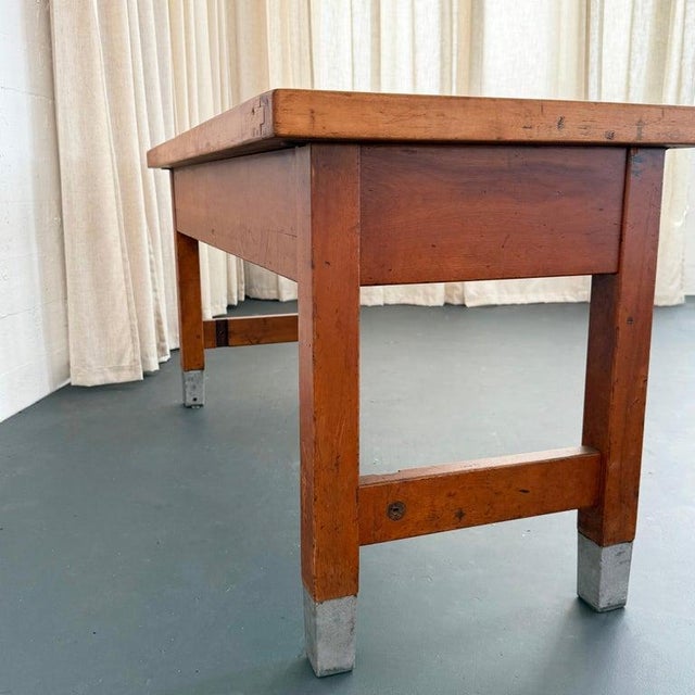1950s Industrial Maple Library Console Work Table For Sale - Image 9 of 12