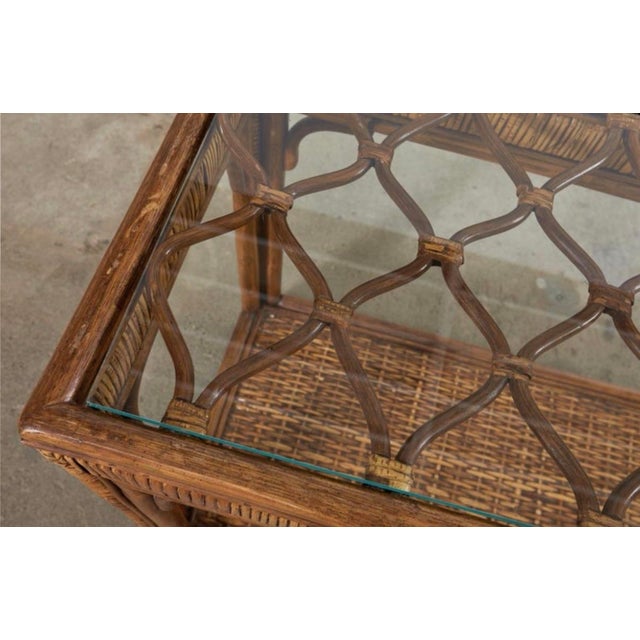 Baldwin Style Wrapped Rattan Console Table For Sale - Image 10 of 12