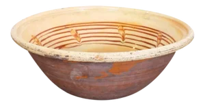 19th Century French Terracotta Pancheon or Dough Bowl With Pale Yellow Glaze