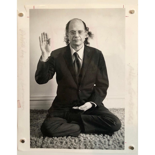 Modern Jan Herman, Original Vintage Silver Gelatin Photograph of Poet Allen Ginsberg in Yoga Pose, 1980 For Sale - Image 3 of 6