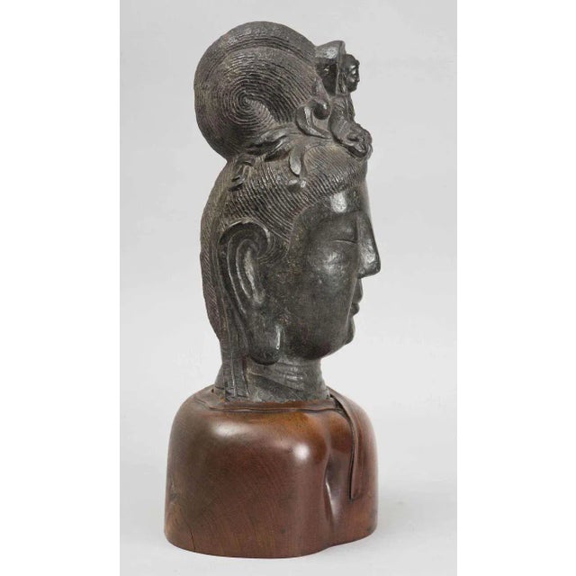 Wood Southeast Asian Bust of Bodhisattva For Sale - Image 7 of 9