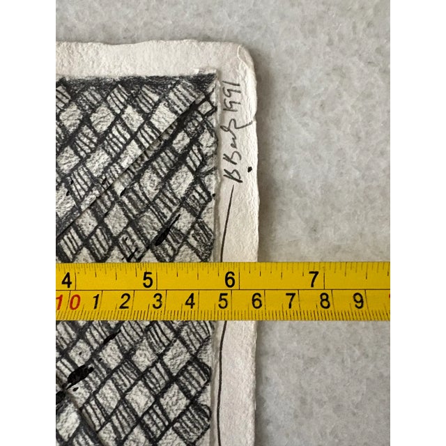 Abstract Barbara Beck 1991 Abstract Black Painting and Graphite on Paper - Signed/Dated For Sale - Image 3 of 3