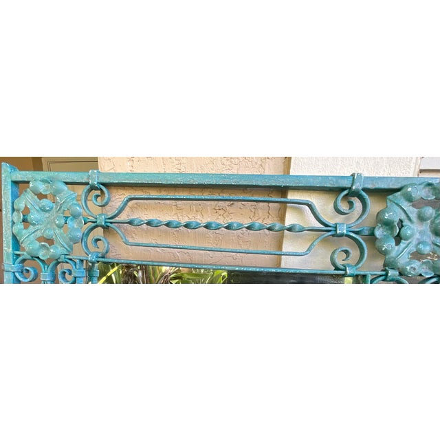 1920s Antique Wrought Iron Gate Mirror – Repurposed Architectural Salvage For Sale - Image 5 of 15