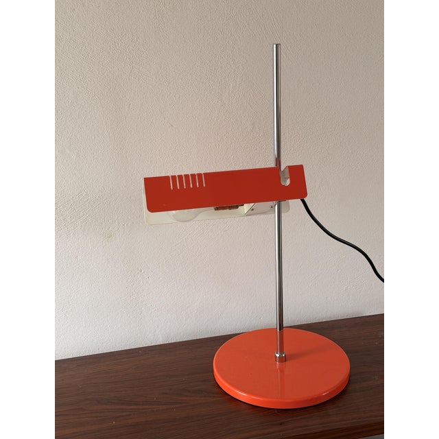 Space Age Height-Adjustable Orange Desk Lamp, 1970s For Sale - Image 4 of 10