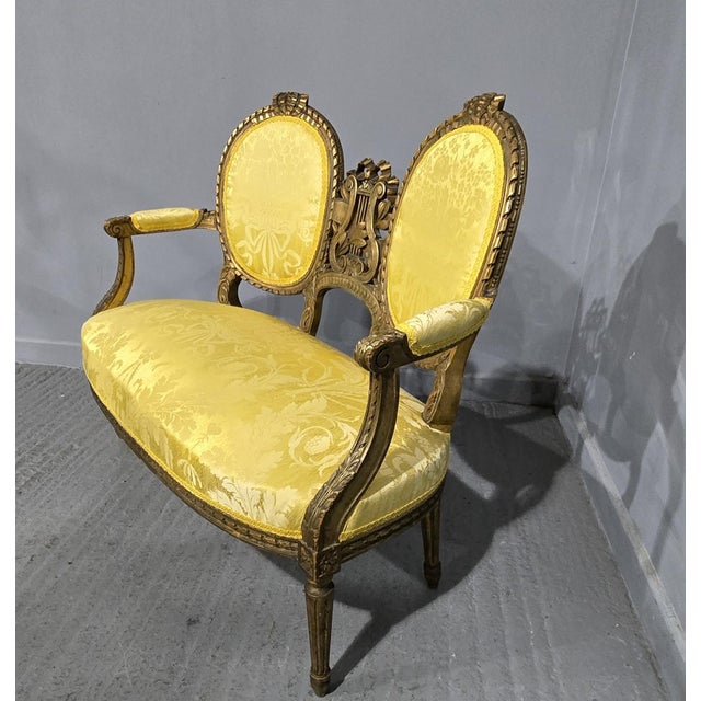 French Gilt Two-Seat Sofa, 1880s For Sale - Image 3 of 16