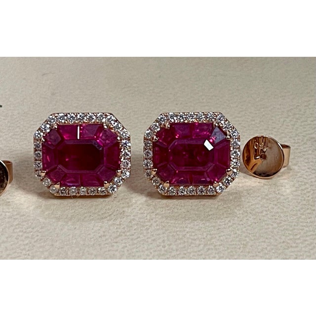 12 Carat Natural Burma Ruby and Diamond Earring in 18 Karat Yellow Gold For Sale - Image 10 of 18