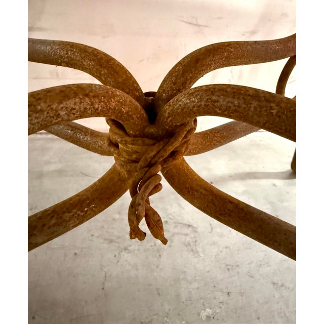 Vintage Spanish Revival Wrought Iron Bench Ottoman With Kilim Upholstery For Sale - Image 10 of 12