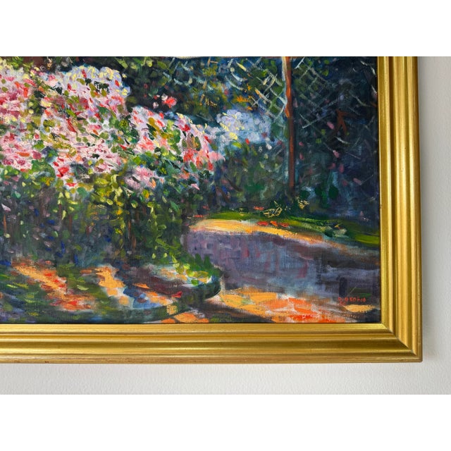 Wood 1980"s Vintage D. Osorio Garden House Entrance Oil on Canvas Painting, Framed/ Sold For Sale - Image 7 of 9