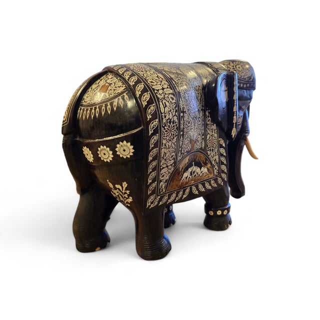 Large Indian Wood Carved Elephant, 1900s For Sale - Image 13 of 18