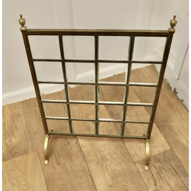 Victorian Art Nouveau Fire Screen in Brass and Glass For Sale - Image 5 of 7
