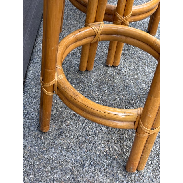 Mid-Century Paul Frankl Style Bentwood Rattan Bar Stools - Set of Four For Sale - Image 9 of 11