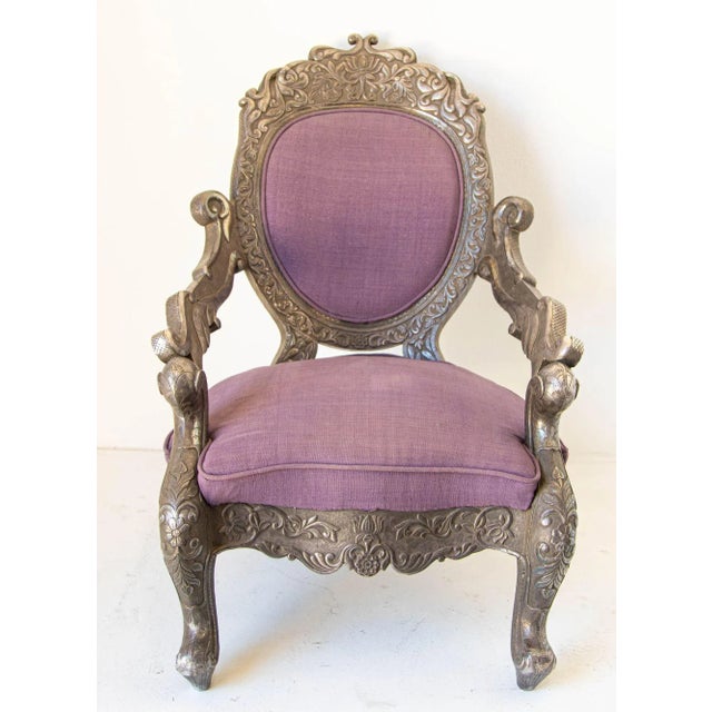 An extraordinary late 19th-century Anglo-Indian ceremonial throne armchair, handcrafted in India circa 1890–1900,...