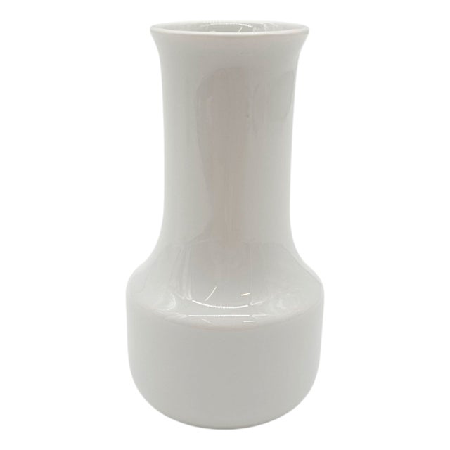 Late 20th Century Pair of Schönwald German White Porcelain Bud Vases – Signed #27 Minimalist Form For Sale - Image 5 of 8