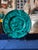 Large Art Deco Faux Malachite Painted Decorative Vintage Plate Charger on Stand For Sale - Image 9 of 10