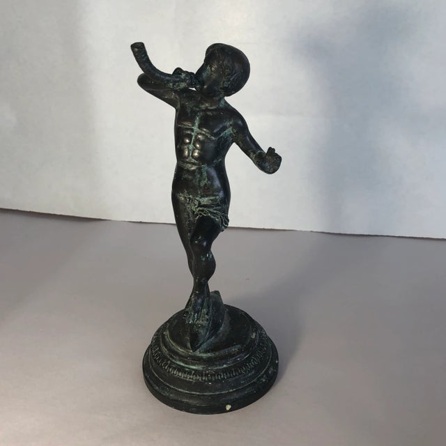 Metal Maitland Smith Bronze Figure Playing Horn For Sale - Image 7 of 7
