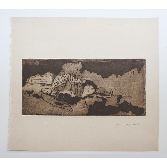 Mid 20th Century Abstract Sepia Etching For Sale - Image 4 of 4