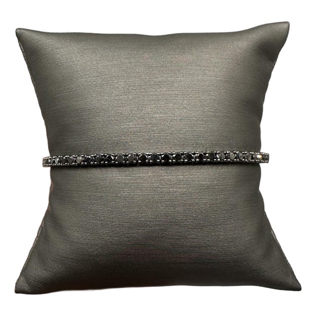 Black Diamond Tennis Bracelet in 14kt White Gold – 4.84ctw, 8in, New For Sale