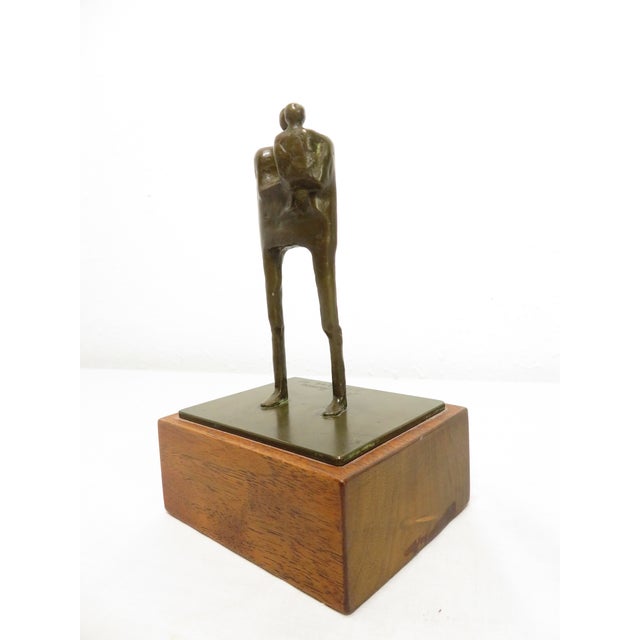 Signed Ray Jensen Bronze Modernist Art Sculpture ~ Figure W/ Child ~ Pacific Northwest For Sale - Image 13 of 16