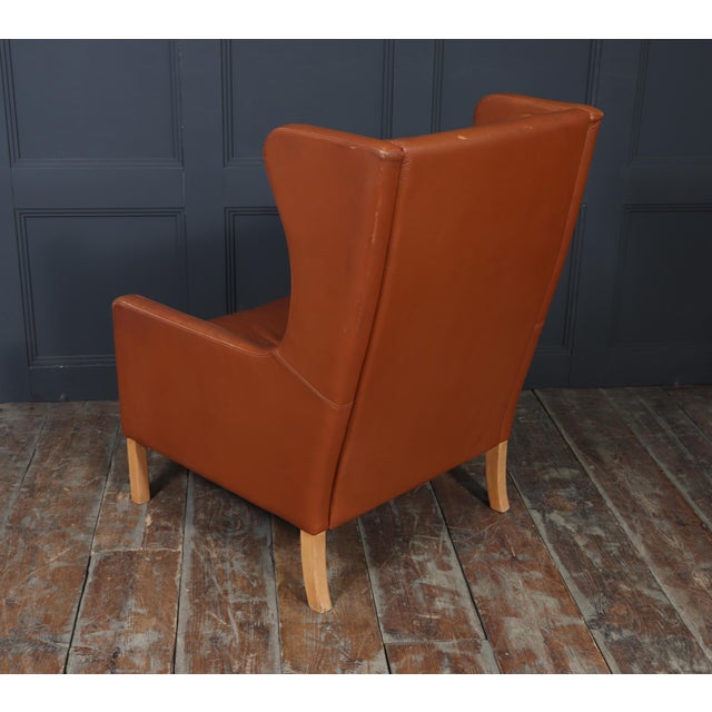 Tan Danish Highback Chair in Leather from Stouby, 1970 For Sale - Image 8 of 13