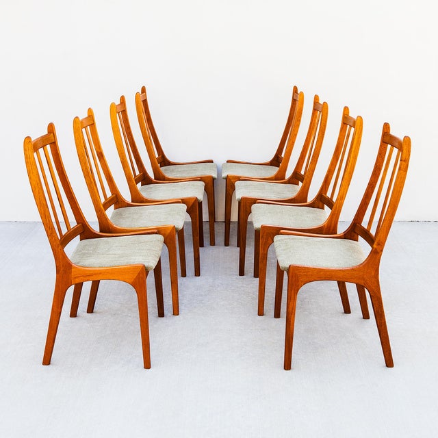 Vintage Danish Modern Mid Century Teak Slat Back Dining Chairs For Sale - Image 13 of 15