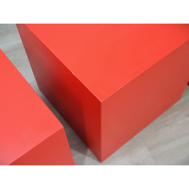 Italian Fiberglass Cube Stools, 1960s, Set of 3 For Sale - Image 4 of 12