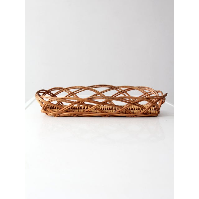 Vintage French Country Wicker Bread Basket With Open Weave For Sale - Image 4 of 15