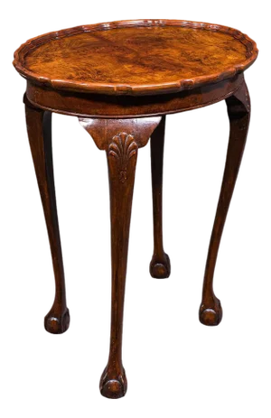 Antique Oval Side Table, English, Burr Walnut, Lamp, Wine, Pie Crust, Edwardian